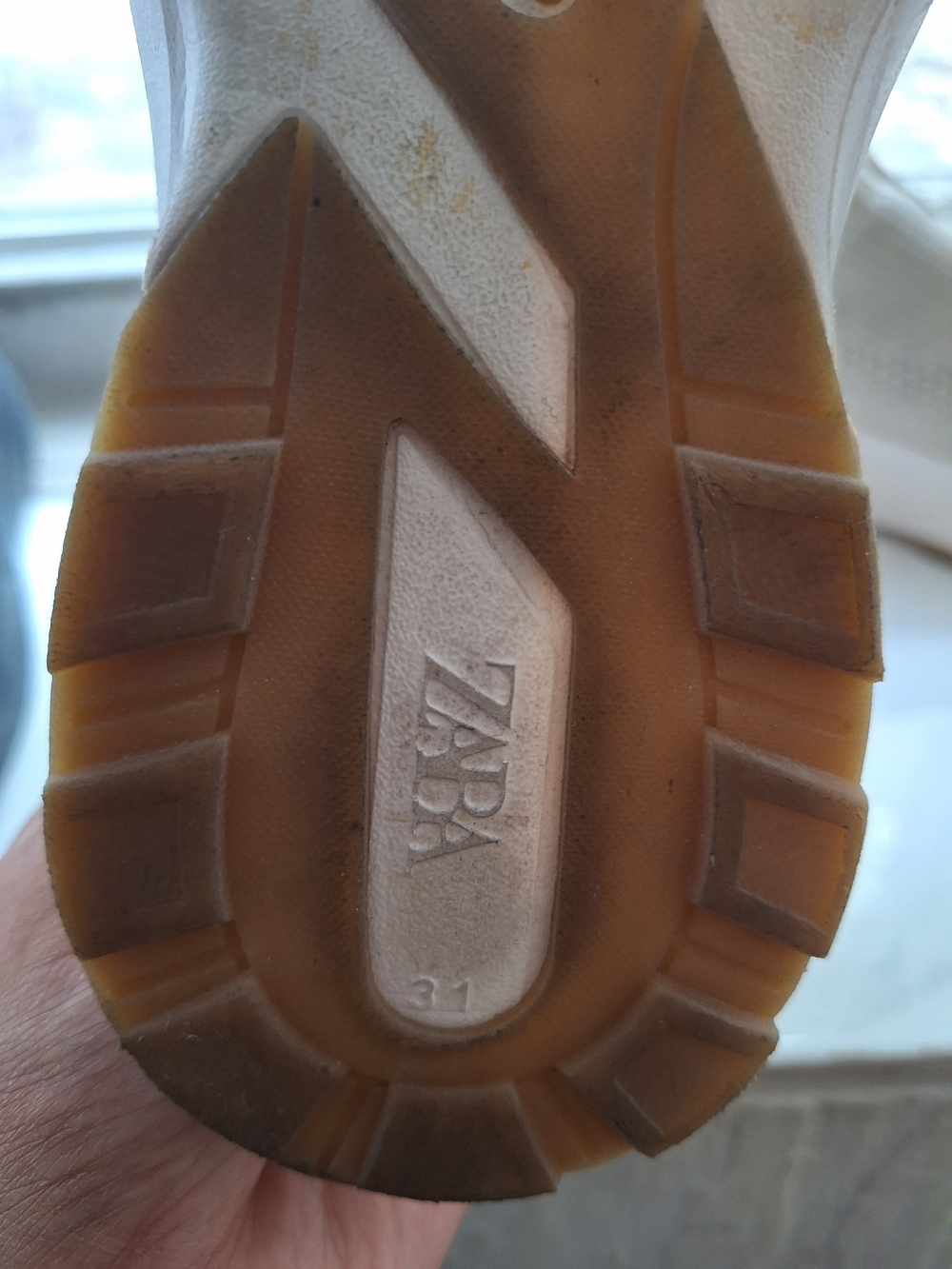 Zara White and Brown Kids Sneakers